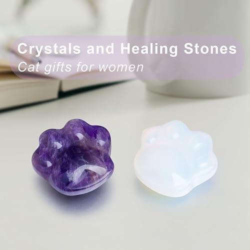 Amethyst Cat Crystal Worry Stone, Natural Healing Stone Gift | Natural Cat Stone for Anxiety Relief, Pocket Meditation Stone, Small Desk Decor, Healing Crystal, Unique Gift for Cat Lovers thumbnail 8