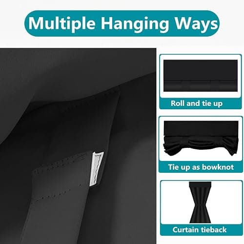 Maritown Blackout Door Curtains,French Door Blinds Stick On Curtains for Privacy and Light Control,Thermal Blackout Curtains Front Door Curtain Tie up Shade,No Drilling Easy Install(1 Panel) thumbnail 4