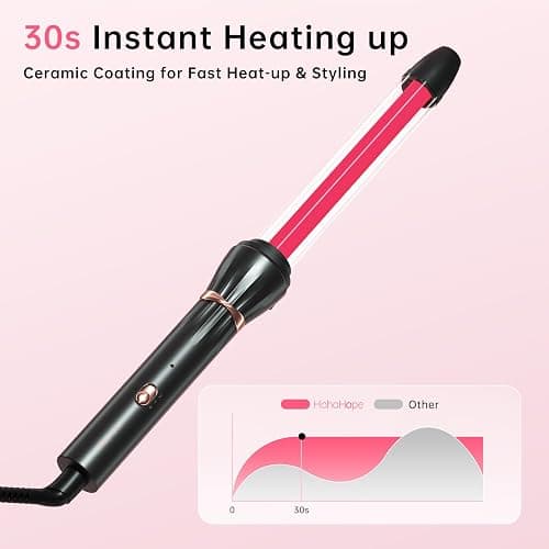 Hahahope 1 Inch Curling Wand, Long Barrel Ceramic Curler for Loose Waves | Clamp-free design creates natural curls without creases, 2 Heat Settings, Global Voltage 100-220V, 30s fast heating thumbnail 6
