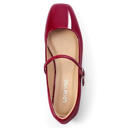 Lookyno Mary Jane Shoes Women Square Toe Mary Jane Flats Casual Ballet Flats with Ankle Strap Dressy Comfortable thumbnail 6