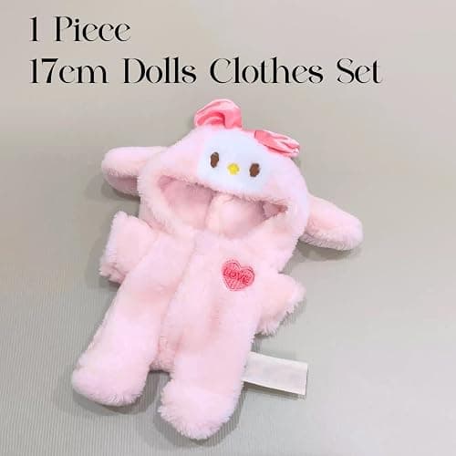 WEIRAN 17cm Doll Clothes, Outfits for Clothes Set, Dolls Keychain Accessories, Faking Animal Style Outfit Jumpsuit (Bunny Pink) - Bunny Pink thumbnail 3