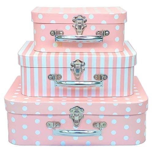Amedoo Paperboard Suitcases Set of 3 Decorative Boxes, Compatible with Barbie Storage Organizer, Doll Clothes, Toys, Photos, Accessories, Hat, Cute Storage Gift Boxes for Kids Girls Home Decoration thumbnail 7