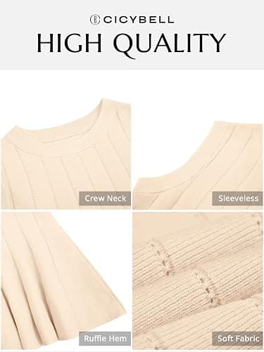 Cicy Bell Womens Pleated Peplum Tank Tops Fitted Ribbed Knit Crew Neck Blouses Summer Sweater Vest thumbnail 6