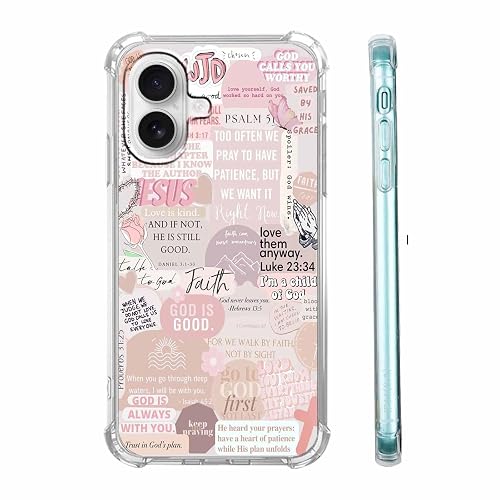 Case for iPhone 16 with Christian Design,Jesus Bible Verse Christian Quotes Collage,Soft TPU Bumper Case for iPhone 16,#7 - Image 1