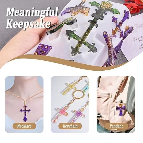 SWUAVD Cross Resin Molds, 9×7inch Epoxy Resin Cross Molds Silicone Molds for Keychain DIY Craft Necklace Jewelry Pendant Making Halloween Gifts thumbnail 5