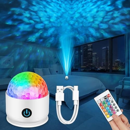 vsshe Projecteur Ciel Étoilé, 16 Couleurs LED Vague Océanique Projecteur, Projecteur de Galaxie avec Télécommande, Luminosité Réglables, Rechargeable, Veilleuse pour Chambre, Enfants, Adultes - Image 1