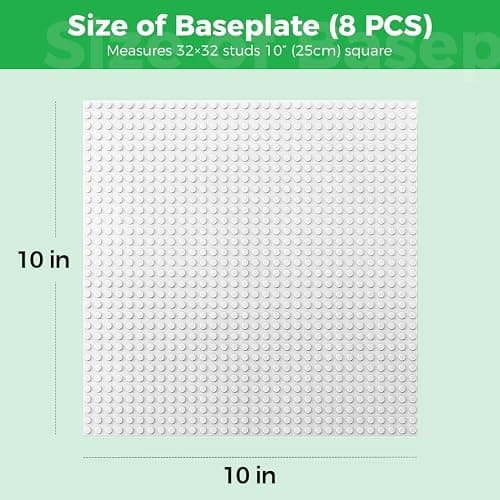 Etarnfly Classic Baseplates Building Plates-10" x 10" Building Boards,100% Compatible with All Major Brands and Activity Table, Creative Platforms Mats for Toy Bricks (White, 8 Pack) thumbnail 2