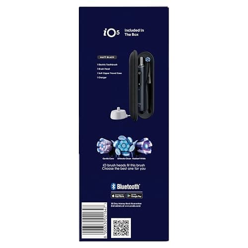Oral-B iO5 Electric Toothbrush, Matt Black, with Travel Case and Toothpaste | 1 Toothbrush Head, Intensive whitening Toothpaste Included, 5 Cleaning Modes, Visible Pressure Sensor, Long-Lasting Battery thumbnail 18
