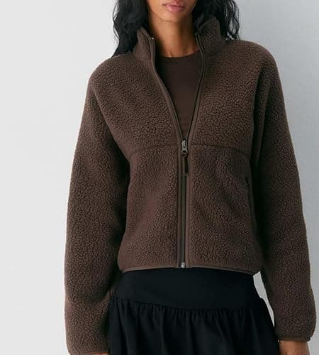 Yozazzy Fleece Jackets Women Causal Long Sleeve Sherpa Jacket Warm Ziper Fuzzy Coat Sweatshirts Trendy with Pockets thumbnail 4