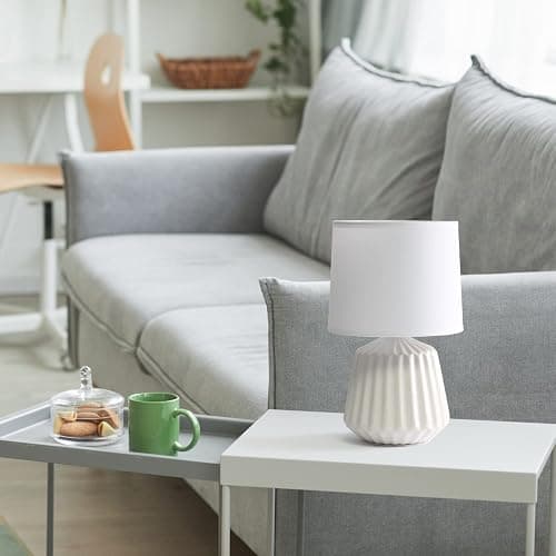 Simple Designs LT1120-OFF Petite Mini Pleated English Ceramic Base Table Lamp, Off White thumbnail 5