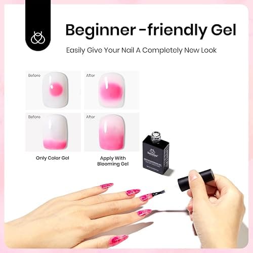 Beetles Blooming Gel, Blooming Gel Nail Polish Clear Uv Led Blossom for Spreading Effect Marble Natural Stone Watercolor Floral Print Soak off Diy Spring Nail Art Design Manicure Gifts for Women thumbnail 3