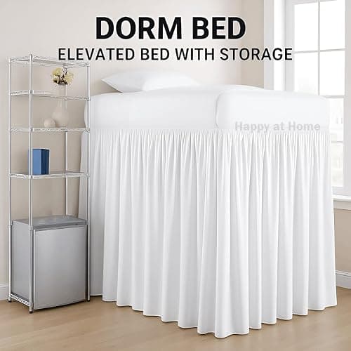 Twin XL Bed Skirt for College Dorm – Extra Long 42” Drop – Ruffled White Dust Ruffle – Soft Microfiber Bed Skirt for Dorm Room Twin XL Beds - Twin XL - 42" Drop - White thumbnail 2