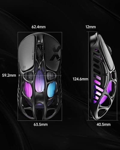 GravaStar Mercury X Pro Wireless Gaming Mouse, Come with 8K Dongle – 32,000 DPI PAW 3950 Sensor, 8,000Hz Polling Rate, Only 49g, Magnesium Alloy Hollow Frame, RGB Lighting, 5 Programmable Buttons thumbnail 9