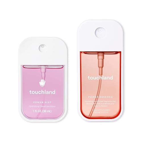 Touchland FRUITY CRUSH Body and Hand Mist Essentials (Peachy Lychee Body & Hair Fragrance Mist, 2 FL. OZ. + Berry Bliss Hydrating Hand Sanitizer Spray 1FL.OZ.), Travel Size Set - Image 1
