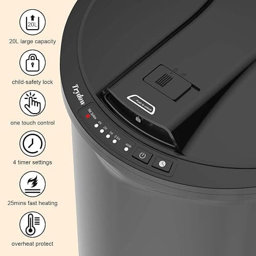 Trydow Ultra Large Capacity Towel Warmer Bucket, Rapid Heating with Timer, One-Button Control, Safety Lock, Perfect for Home and Spa, Black thumbnail 2