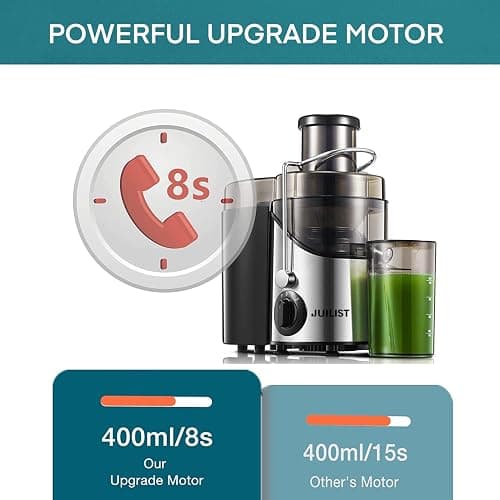 Juicer Machines, Juilist 3" Wide Mouth Juicer Extractor Max Power 800W, for Vegetable and Fruit with 3-Speed Setting, 400W Motor, Easy to Clean thumbnail 7