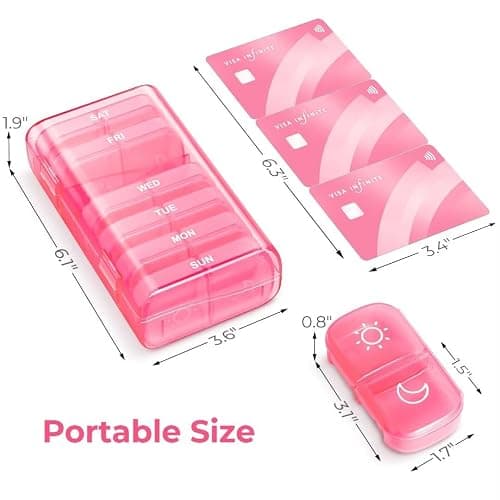 AUVON XL Weekly Pill Organizer 2 Times a Day, AM PM Pill Case with One-Side Large Opening for Easy to Use, Pill Box 7 Day Travel Medication Organizer for Medications, Vitamins, Fish Oils, Supplements thumbnail 6
