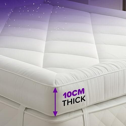 LUXE BEDDING Mattress Topper Double, 10cm Thick, Cloudlike Super Soft Microfiber, Hypoallergenic, Machine Washable, with Corner Elastic Straps White, (137 x 190cm) thumbnail 6
