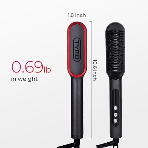 TYMO Ring Plus Hair Straightener Brush, Ionic Straightening Comb, 9 Temps | Straightening Brush with Negative Ions for Women, Titanium Coating, LED Display, Dual Voltage, Black thumbnail 8