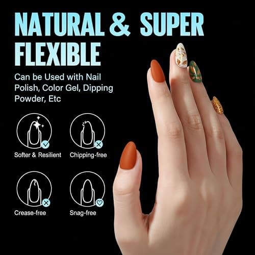 TOMICCA Short Almond Nail Tips, 240Pcs Half Matte Soft Acrylic Nail Tips, 12 Sizes Acrylic Pre-Shaped Nails, Full Cover False Nails Almond Press on Nails Short Fake Nails for Extension Nail thumbnail 5
