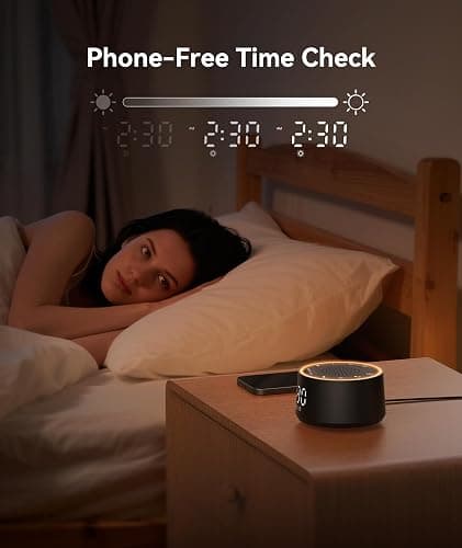 Dreamegg Sound Machine for Sleep - D1 Nova White Noise Sound Machine for Baby Adult with Alarm Clock, Soothing Sounds, Dimmable, White Noise Alarm Clocks for Bedrooms Heavy Sleepers Travel, Black thumbnail 6