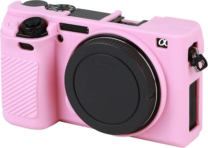 Camera Case for Sony Alpha A6100 A6300 A6400, Soft Silicone Protective Cover Housing Rubber Body Skin for Sony Alpha A6100 A6300 A6400 ILCE-6100 ILCE-6300 ILCE-6400 Digital SLR Camera Bag Pink - Image 1