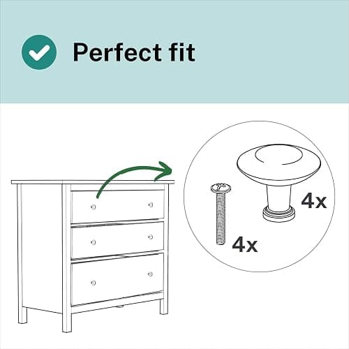 HEMNES Knobs Compatible as Replacement Part for IKEA | Furniture Door Handles Anthracite ⌀32mm (Pack of 4) thumbnail 3