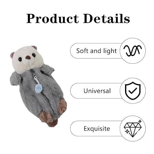 NXPpiULeh Plush Pencil Case Cute Otter Pen Bag Animal Pencil Case Plush Animal Stationery Pouch for Pencils Eraser Sharpener thumbnail 4