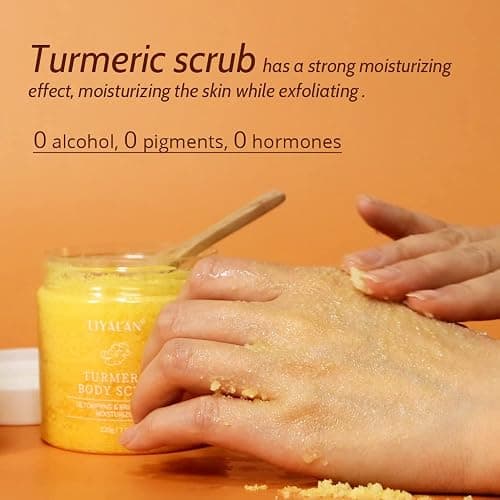 Liyalan Turmeric Body Scrub Moisturizing and Exfoliating Body, Face, Hand, Foot Scrub,Nourishes Skin,Deep Cleansing 7.8oz thumbnail 3