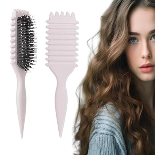 Curl Defining Brush, Multi Purpose Styling Brush for Separating, Combing and Curling Hair to Reduce Pulling (Cream) thumbnail 2