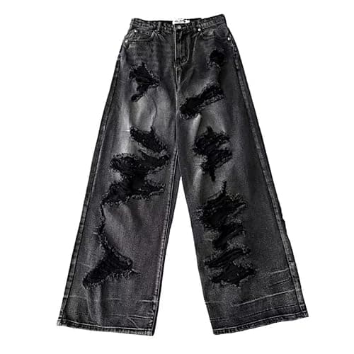 Y2K Ripped Grunge Baggy Jeans Pants Emo Women Goth Straight Leg Pants High Waist Alt 2000s Trousers Clothes thumbnail 6