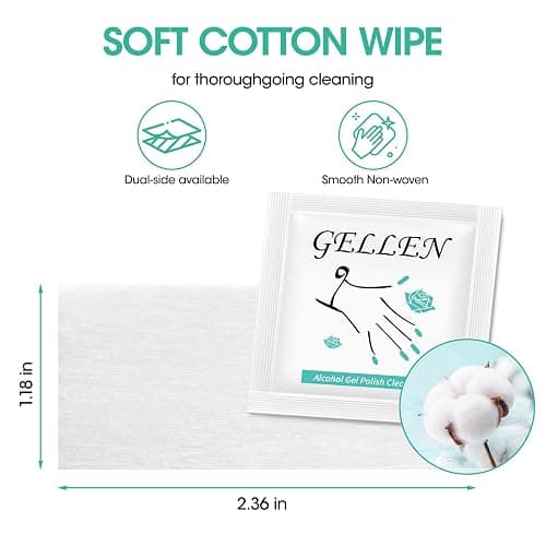 GELLEN Nail Cleanser Pads, 200 Pack Alcohol Prep Pads Nail Cleanser Wipes Remove Tacky Residue, Lint-free Glossy Wipes for Acrylic/Builder/Gel Polish Travel Individually Wrapped for Perfect Manicure thumbnail 8