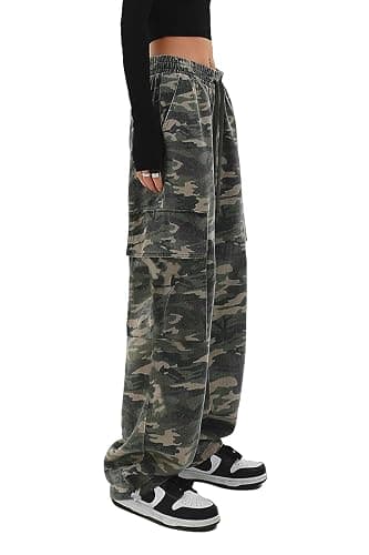 SESERAGI Cargo Pants Women Baggy Streetwear Y2K Drawstring Trousers Wide Leg Pants thumbnail 2