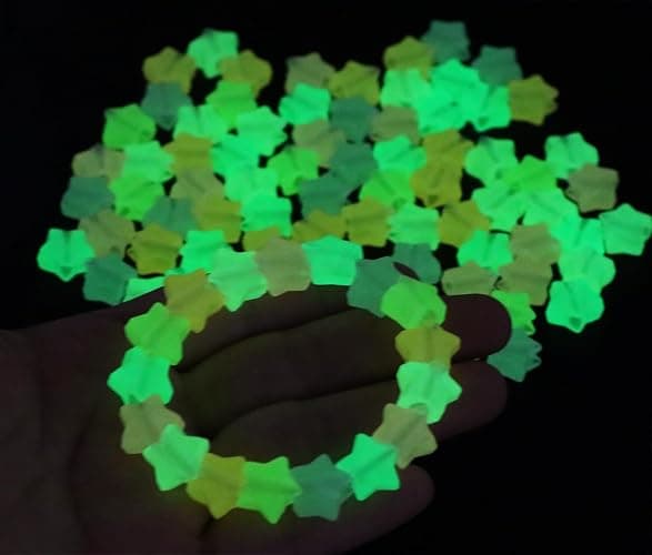 Tupalizy 100PCS Glow in The Dark Star Beads Pendant Colored Acrylic Pony Beads for Bracelets Jewelry Making Necklaces Hair Braids Earring Keychains DIY String Craft Projects Party Decor Gifts, 13mm thumbnail 4