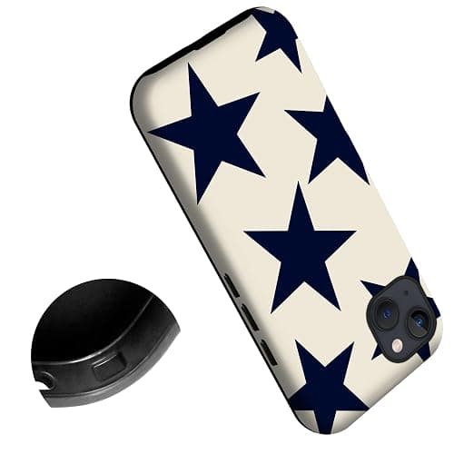 Yuzbira for iPhone 13/14 Case | Beige Navy Blue Stars | Slim Drop Protection Design thumbnail 3