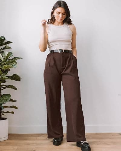 GRAPENT Wide Leg Pants for Women Work Business Casual High Waisted Dressy Pants Flowy Trousers Office thumbnail 7