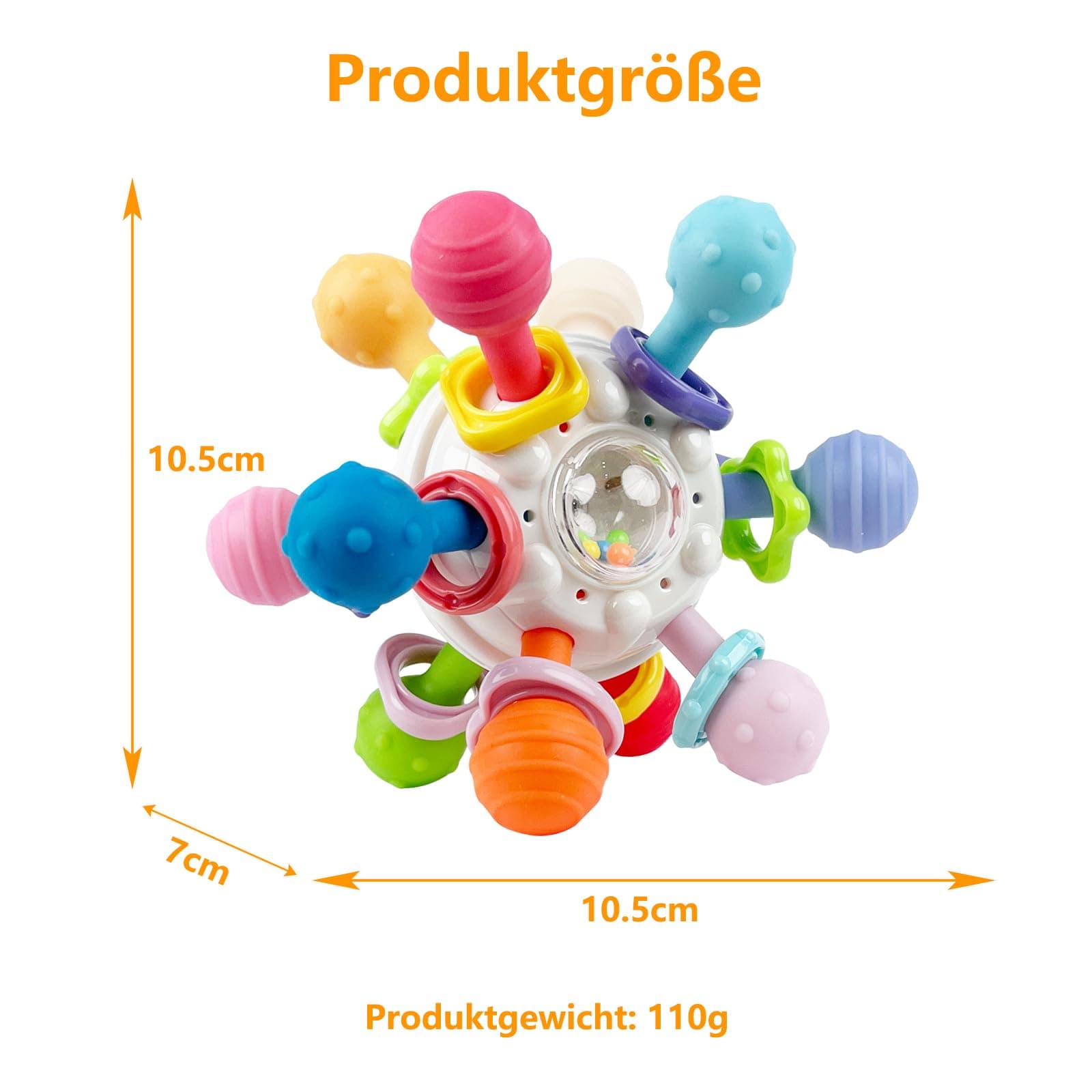 Montessori Teething Toy for Babies from 3 Months and Over 3 Months Sensory Rattle, Grab Ball, Silicone Baby Toy, Montessori Motor Skills Toy, Baby Gift from 0/6/9 Months - 1 Year thumbnail 5
