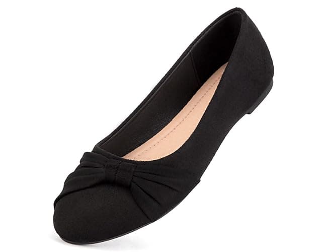 MaxMuxun Women's Flats Shoes Faux Suede Round Toe Ballet Dressy Flats Comfortable Slip On Walking Shoes - Image 1