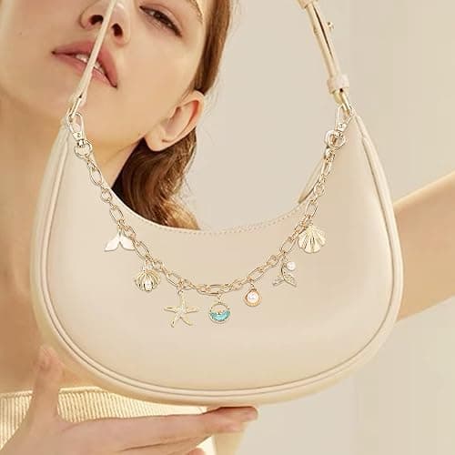 FengFaer Purse Charms Sea Star Heart Shape Shell Bag Charms for Handbags Purse Keychain Bag Charm Chain Keychains for Women thumbnail 6