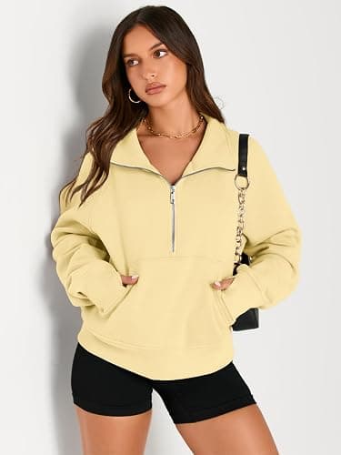 AUTOMET Womens Sweatshirts Half Zip Cropped Pullover Fleece Quarter Zipper Hoodies 2026 Fall Fashion Outfits Clothes thumbnail 3