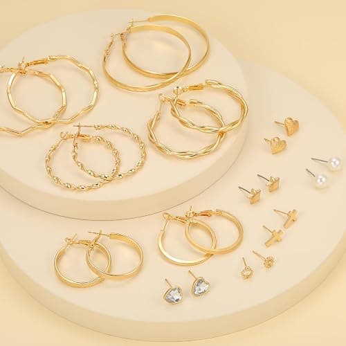 84 Pairs Gold Stud Earrings Set for Women Multipack, Fashion Pearl Cubic Zirconia Butterfly Earrings Packs Piercings, Hypoallergenic Stud Hoops Earrings for Gift thumbnail 5