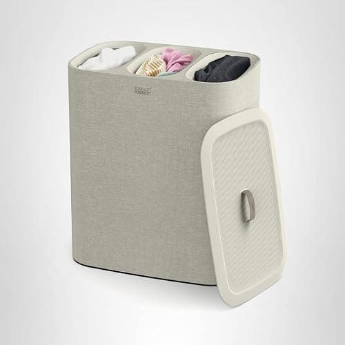 Joseph Joseph Tota Trio 90 liter/23.8 gallon Laundry Hamper Separation Basket with lid, 3 Removable Washing Bags with Handles- Ecru thumbnail 7