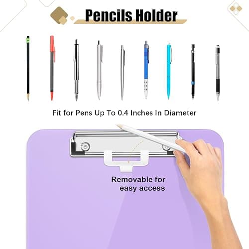 Hongri Plastic Clipboard with Pen Holder, Purple 8.5x11 Letter Size Clip Board for Classroom, Office, Students, Nurses and Women, Low Profile Clip, Size 12.5 x 9 in(Pack of 6) thumbnail 4