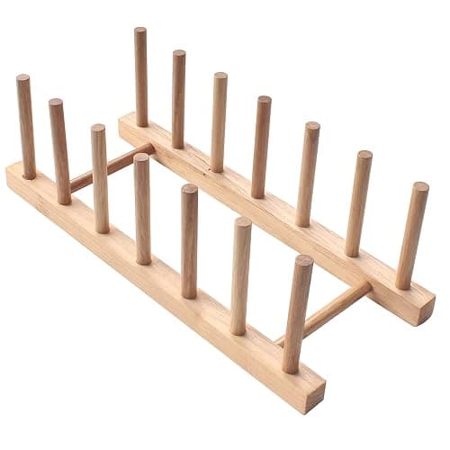 Z ZICOME Set of 2 Bamboo Wooden Dish Rack Plate Rack Stand Pot Lid Holder Kitchen Cabinet Organizer thumbnail 4