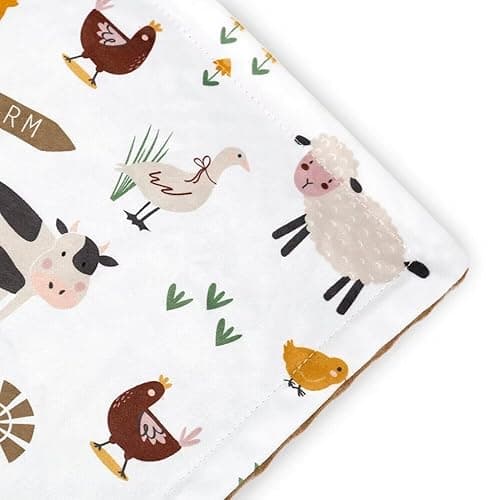 HOMRITAR Baby Blanket for Boys Soft Lightweight Minky Blanket with Double Layer Dotted Backing for Infant Toddler Nursery Crib with Cute Farm Animals Design 30 x 40 Inch - Farm - 30 x 40 Inch (Pack of 1) thumbnail 5