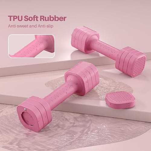 Zempox Adjustable Dumbbell Set, 4 in 1 Free Weight Dumbbell Set for Women, Hand Weight for Women at Home, Each 2lb 3lb 4lb 5lb with TPU Soft Rubber Handle for Home Gym Aquatic Fitness Equipment,Purple thumbnail 5