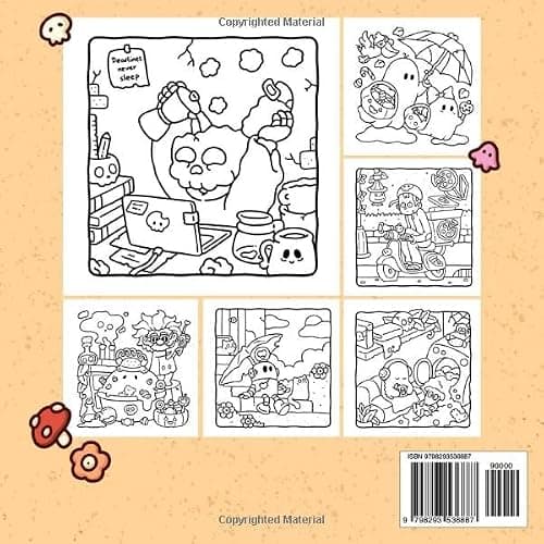 Spooky Cutie: Vol. 2 Coloring Book for Adults and Teens Featuring Lovely Creepy Creatures in Cozy Moments for Relaxation thumbnail 2