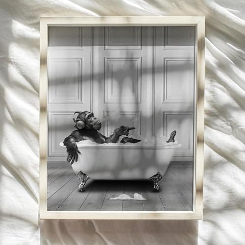 Cool Bathroom Wall Decor for Men - Black Bathroom Decor - funny Wall Decor - Cute Trendy Restroom Sign - small Bath Art - Wall Art Bath Pictures - Funky Urban Home Decor - Bathtub Print thumbnail 8