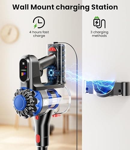 KARDV Cordless Vacuum Cleaner, 500W/40Kpa Vacuum Cleaners for Home, 60Mins Stick Vacuum with LED Display, Anti-Tangle & Wall Mount Charging, 8 in 1 Lightweight Vacuum for Hard Floors Carpet Pet Hair thumbnail 8