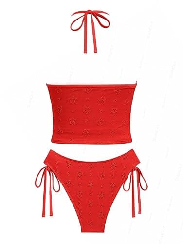 seamoly Gingham Bowknot Decor Halter Tied Chic Tankini Set thumbnail 4